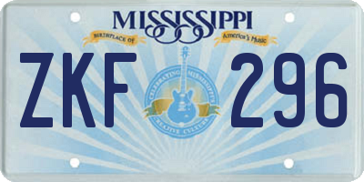 MS license plate ZKF296