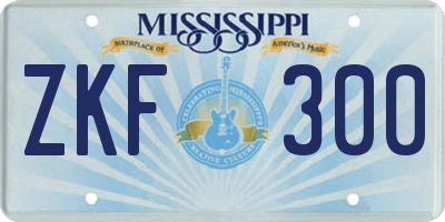 MS license plate ZKF300