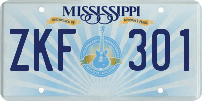 MS license plate ZKF301