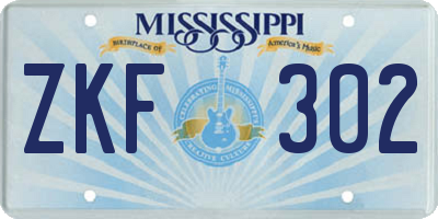 MS license plate ZKF302