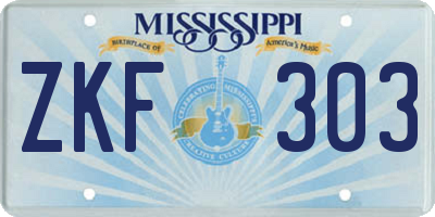 MS license plate ZKF303