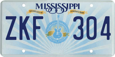 MS license plate ZKF304