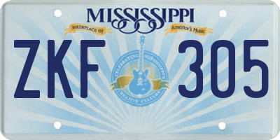 MS license plate ZKF305