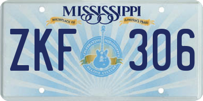 MS license plate ZKF306