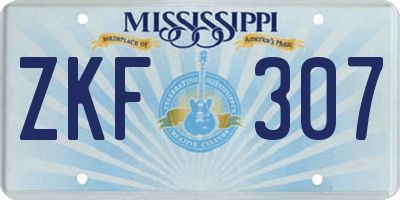 MS license plate ZKF307