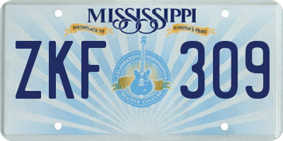 MS license plate ZKF309