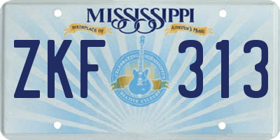 MS license plate ZKF313