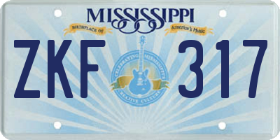 MS license plate ZKF317