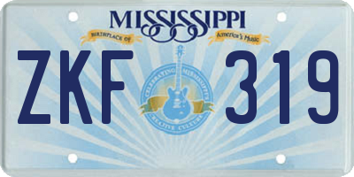 MS license plate ZKF319