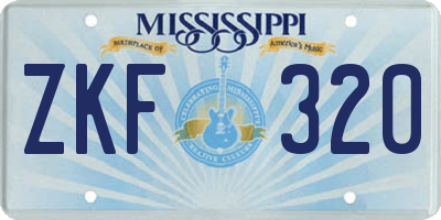 MS license plate ZKF320