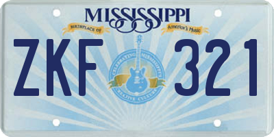 MS license plate ZKF321