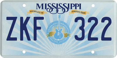 MS license plate ZKF322