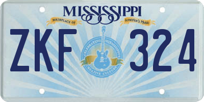 MS license plate ZKF324