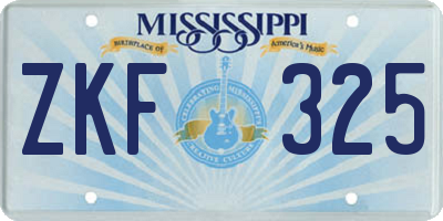 MS license plate ZKF325