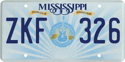 MS license plate ZKF326