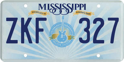 MS license plate ZKF327