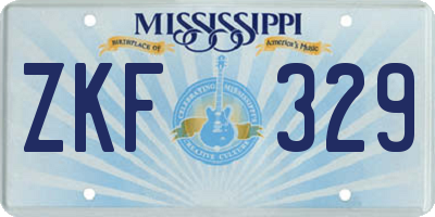 MS license plate ZKF329