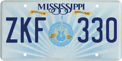 MS license plate ZKF330