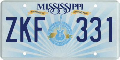 MS license plate ZKF331