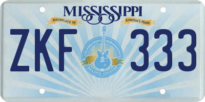 MS license plate ZKF333