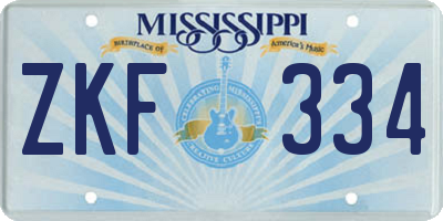 MS license plate ZKF334