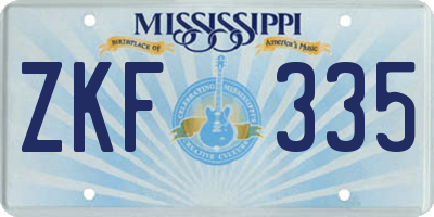 MS license plate ZKF335