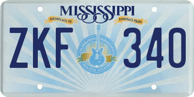 MS license plate ZKF340