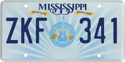 MS license plate ZKF341