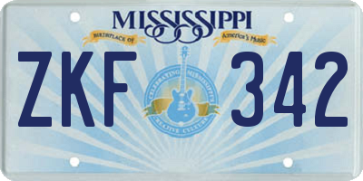 MS license plate ZKF342