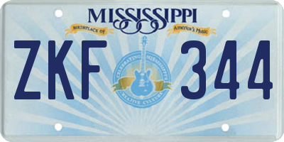 MS license plate ZKF344