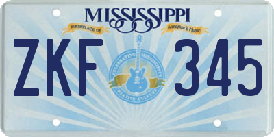 MS license plate ZKF345