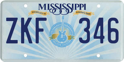 MS license plate ZKF346