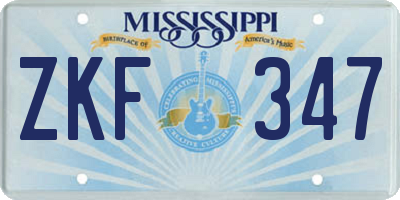 MS license plate ZKF347