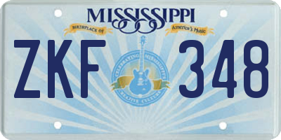 MS license plate ZKF348