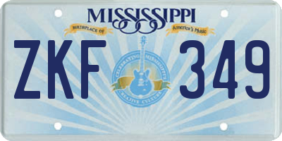 MS license plate ZKF349