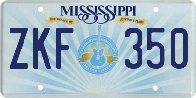 MS license plate ZKF350