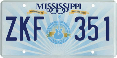 MS license plate ZKF351