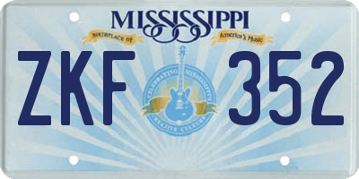 MS license plate ZKF352