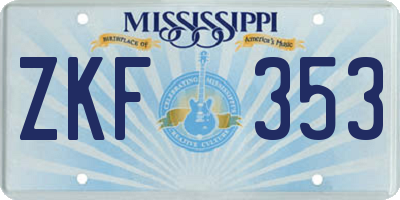 MS license plate ZKF353