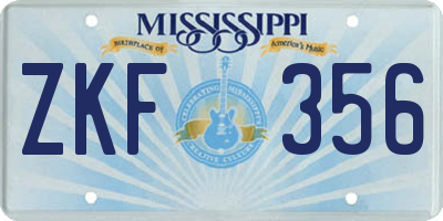 MS license plate ZKF356