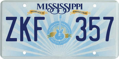 MS license plate ZKF357