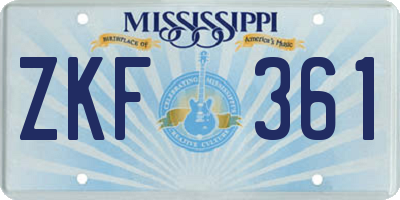 MS license plate ZKF361