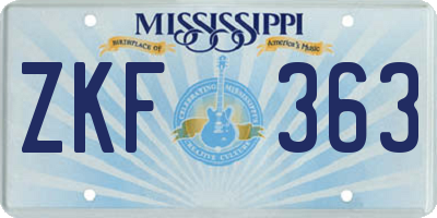 MS license plate ZKF363