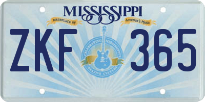 MS license plate ZKF365