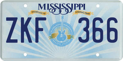 MS license plate ZKF366