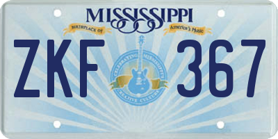 MS license plate ZKF367