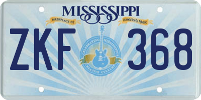 MS license plate ZKF368
