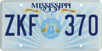 MS license plate ZKF370