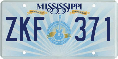 MS license plate ZKF371