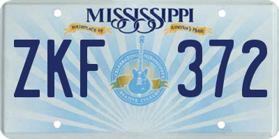MS license plate ZKF372